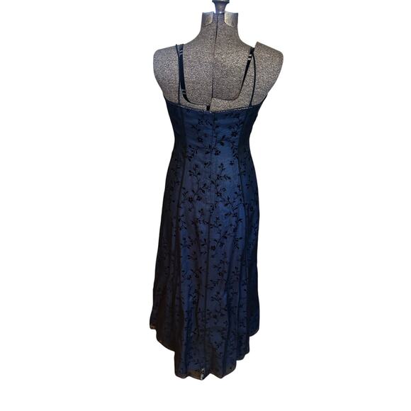 Besty & Adam 90s Vampy Gothic Beaded Mesh Overlay Prom Dress Maxi Black Blue 14 - Picture 4 of 16